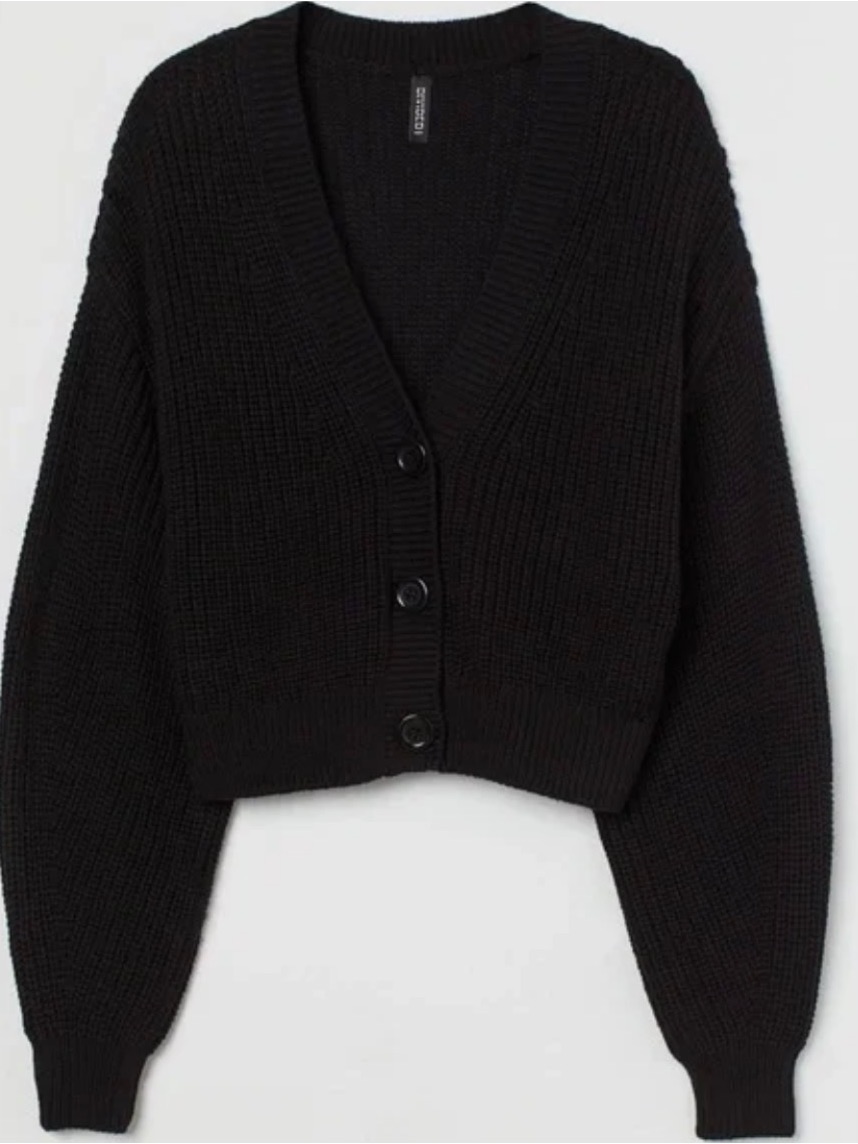H&M Black V-Neck Button Front Women's Cardigan